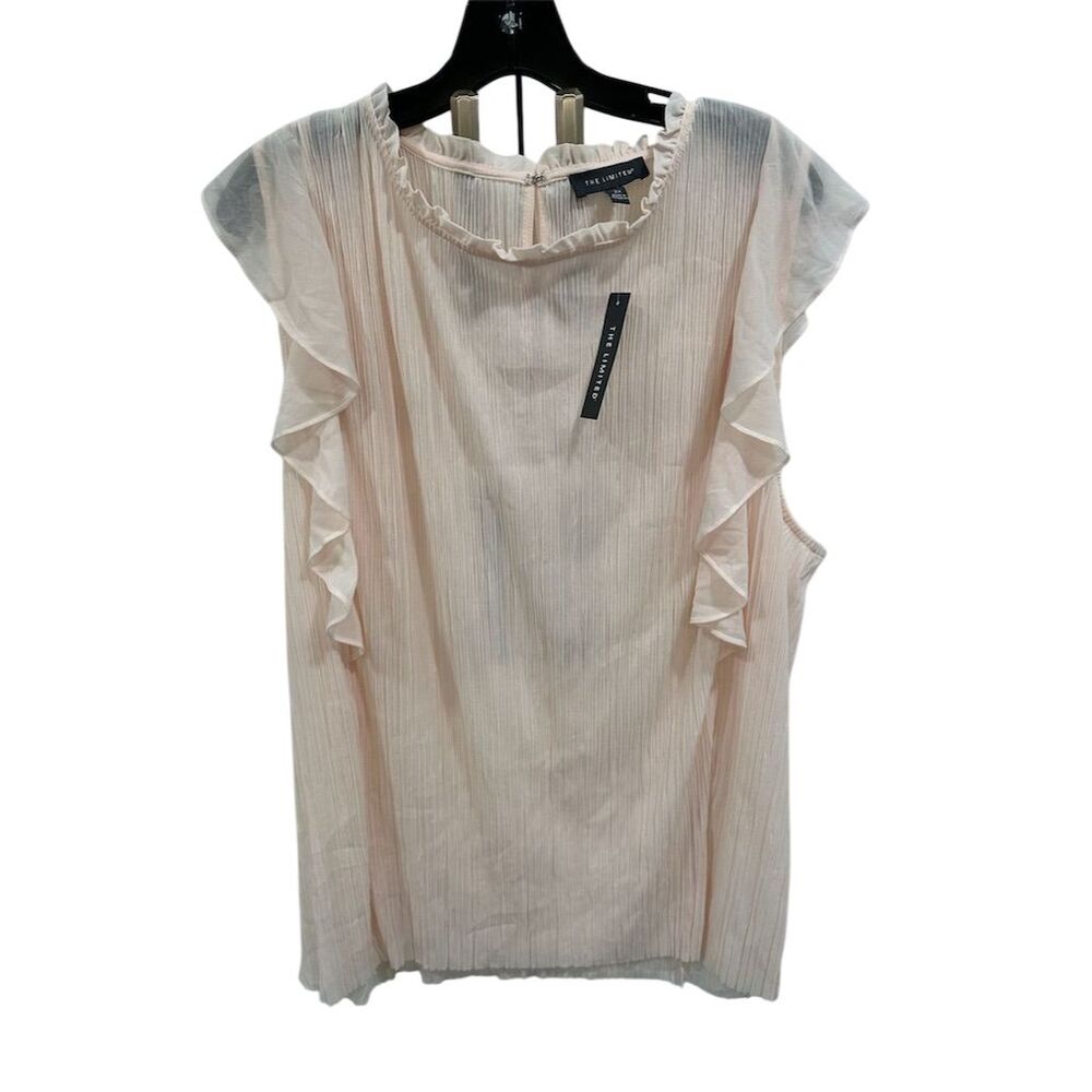 The Limited Women's 2X‎ Pink Ruffle Sleeve Sheer Top Blouse